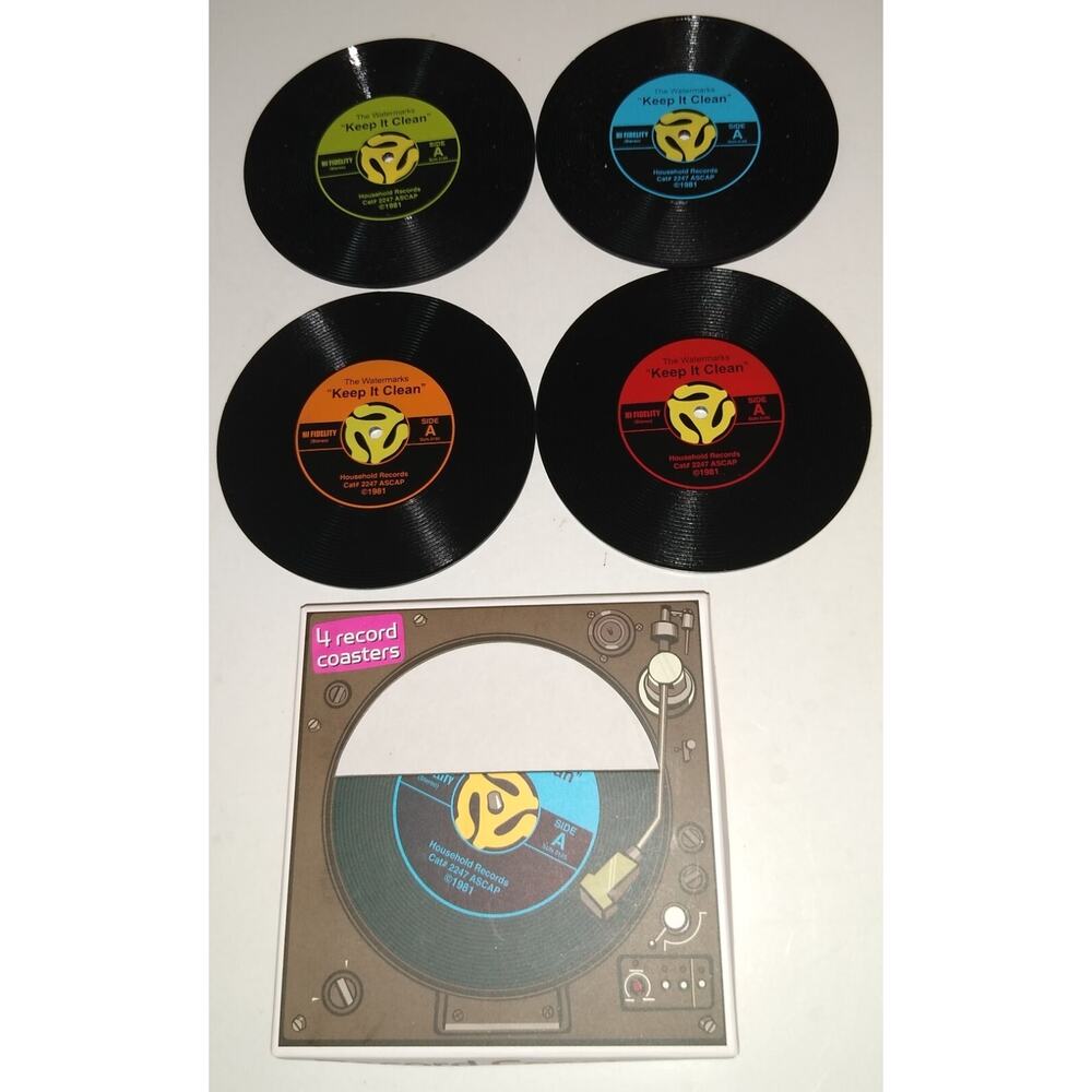 Mini Record Drink Coasters Set of 4 NEW Bought At Andy Warhol Museum 80's 70's